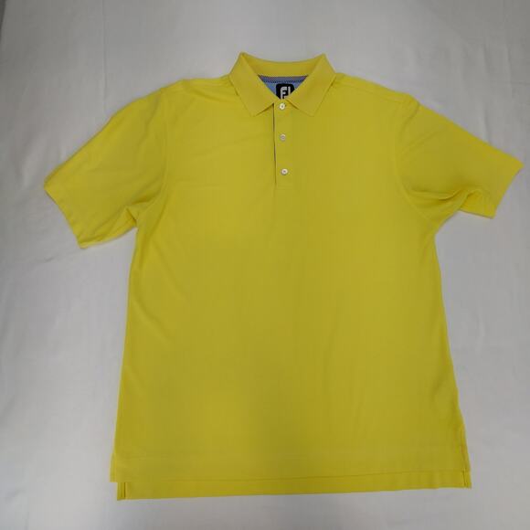 FootJoy FJ Men's Medium Yellow Polo Shirt Lightweight Active Golf Short Sleeve - Picture 1 of 6